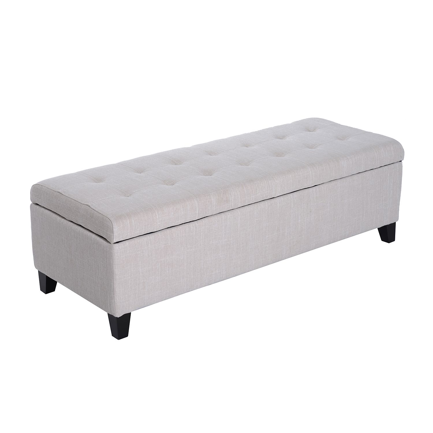 Large 51" Tufted Linen Fabric Ottoman Storage Bench – Cream White Within Linen Fabric Tufted Surfboard Ottomans (View 16 of 20)