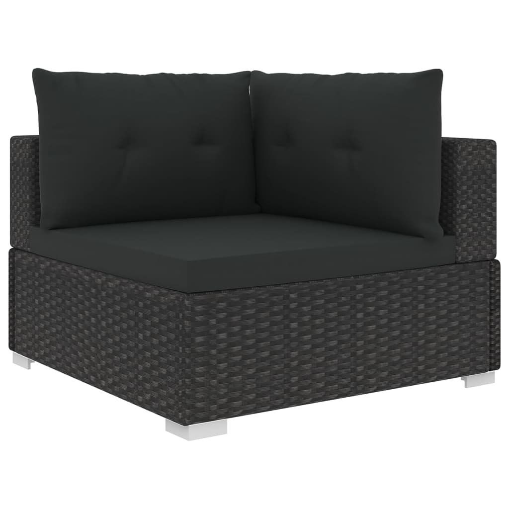 Large Black Rattan Outdoor Corner Sofa Set Outdoor Garden Furniture Within Black And Tan Rattan Console Tables (View 16 of 20)