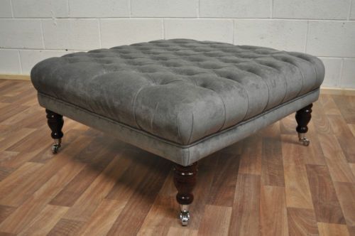 Large Footstool Chesterfield Buttoned Ottomans Fabric Velvet Ibiza28 Regarding Honeycomb Silver Velvet Fabric Ottomans (View 9 of 20)