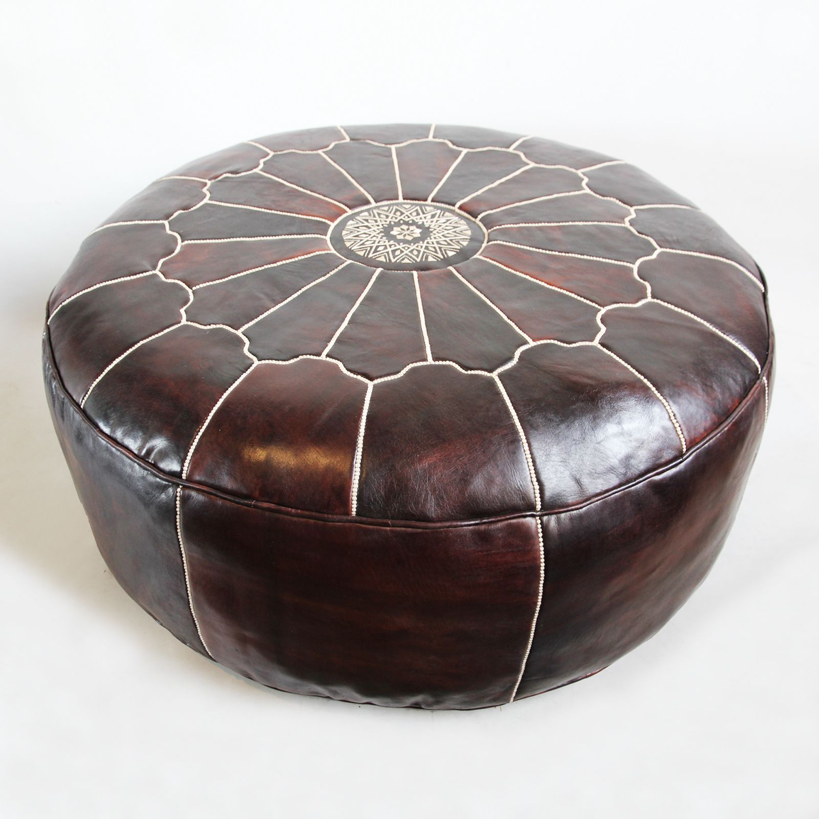 Large Leather Moroccan Ottoman Furniture | Design Mix Gallery Intended For Leather Pouf Ottomans (View 1 of 20)