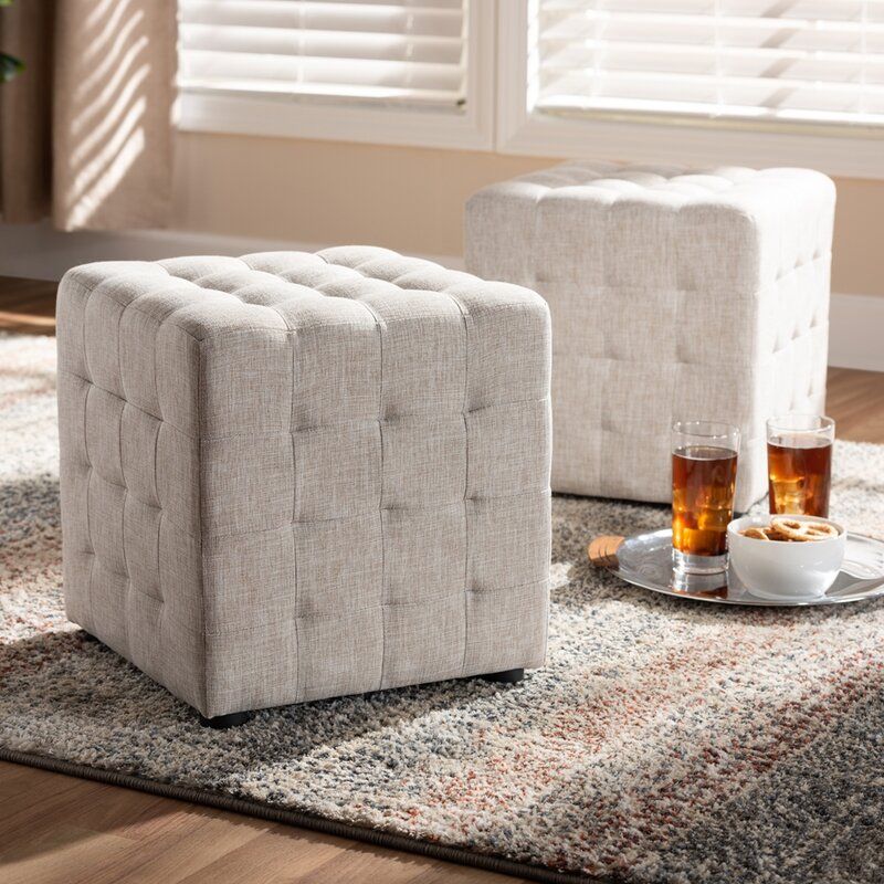 Latitude Run® Kaeveon 14'' Wide Velvet Tufted Square Cube Ottoman With With Square Cube Ottomans (View 3 of 20)