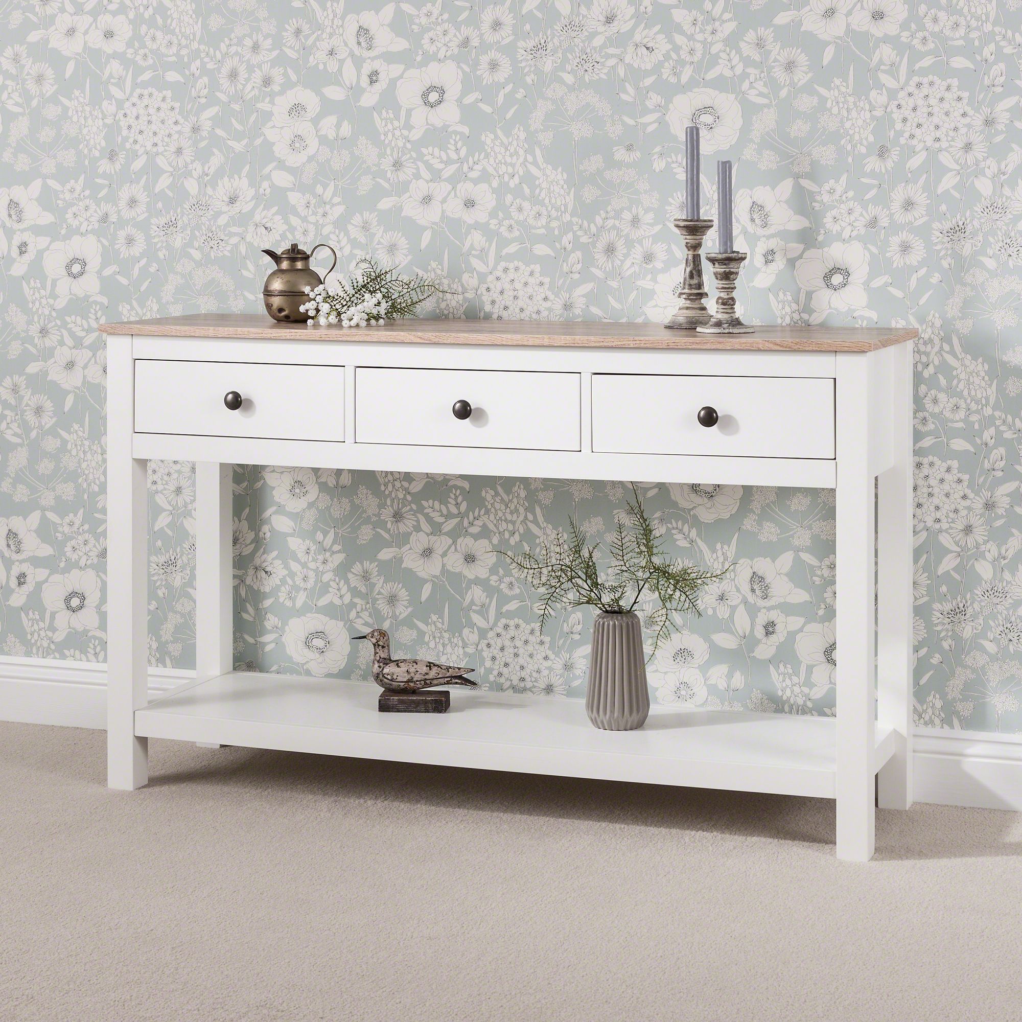 Laura James White Console Table With 2 & 3 Drawers And Shelf | Ebay Inside Marble And White Console Tables (View 20 of 20)