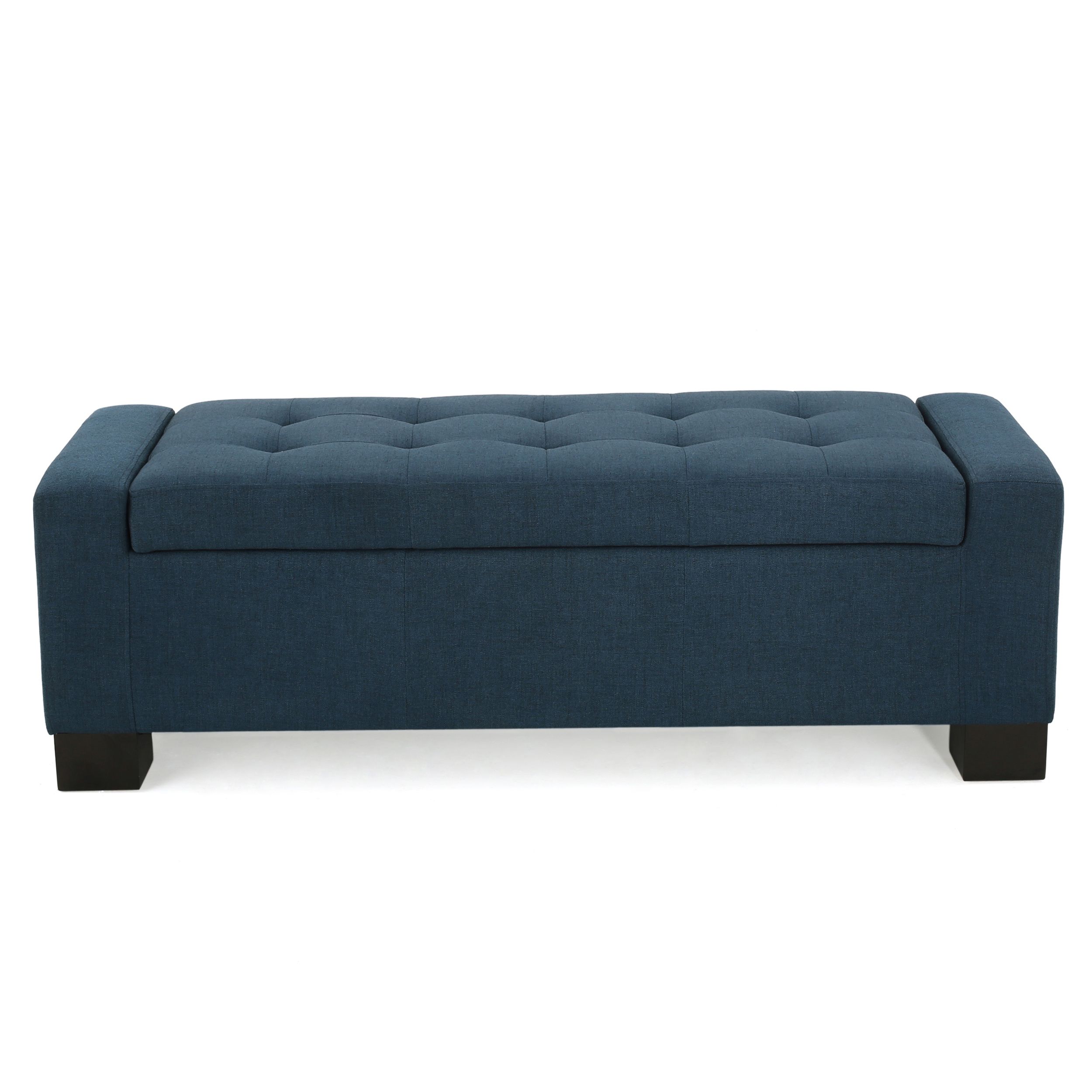 Lawson Contemporary Tufted Fabric Storage Ottoman Bench, Dark Blue With Fabric Tufted Storage Ottomans (View 4 of 20)