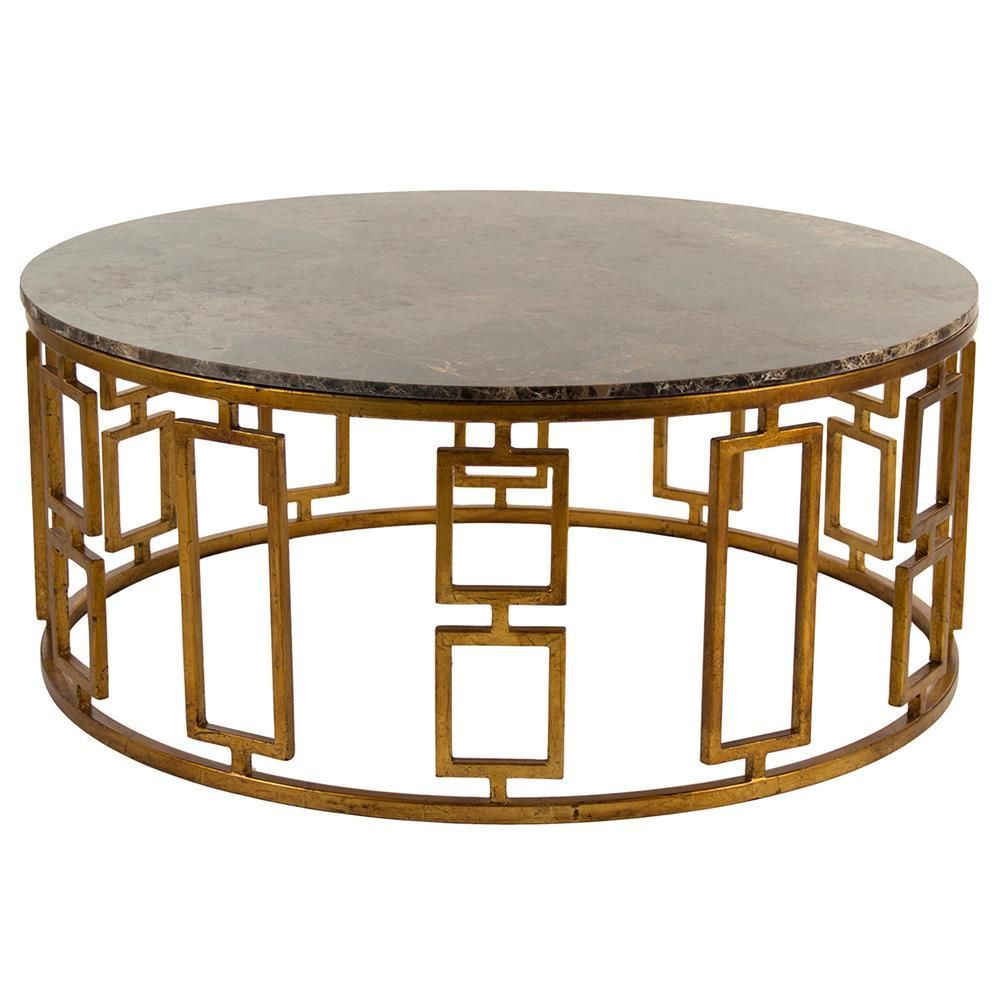 Lazar Global Bazaar Antique Brass Round Stone Coffee Table | Stone Within Antique Brass Aluminum Round Console Tables (View 11 of 20)