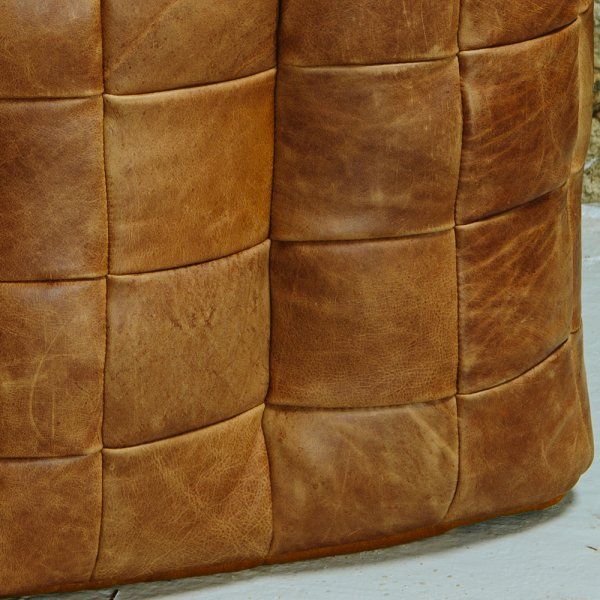 Leather Cube Bean Bag Footstool Pertaining To Brown Natural Skin Leather Hide Square Box Ottomans (Gallery 19 of 20)