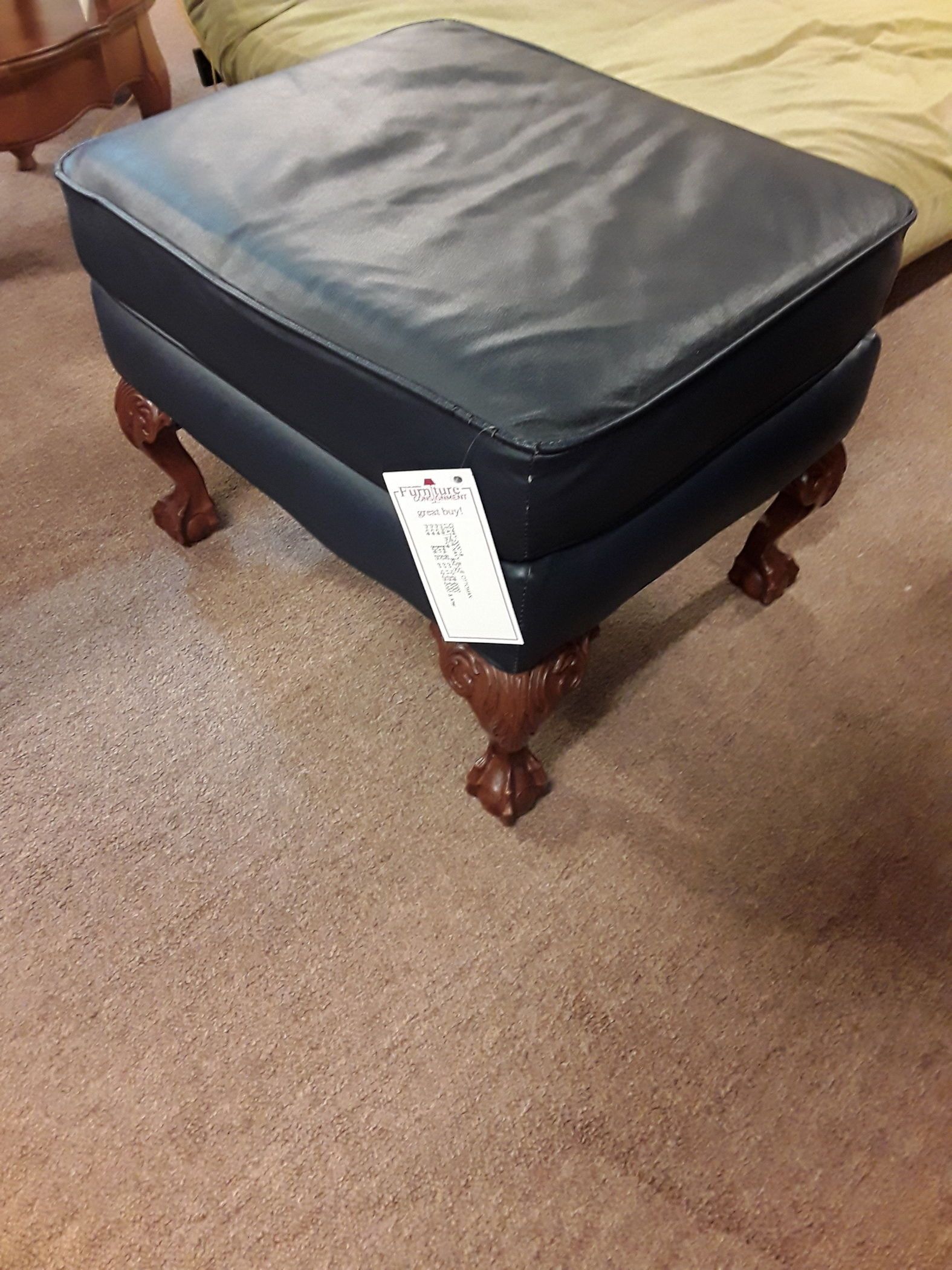 Leather Navy Blue Ottoman | Delmarva Furniture Consignment Pertaining To Dark Blue And Navy Cotton Pouf Ottomans (View 11 of 20)
