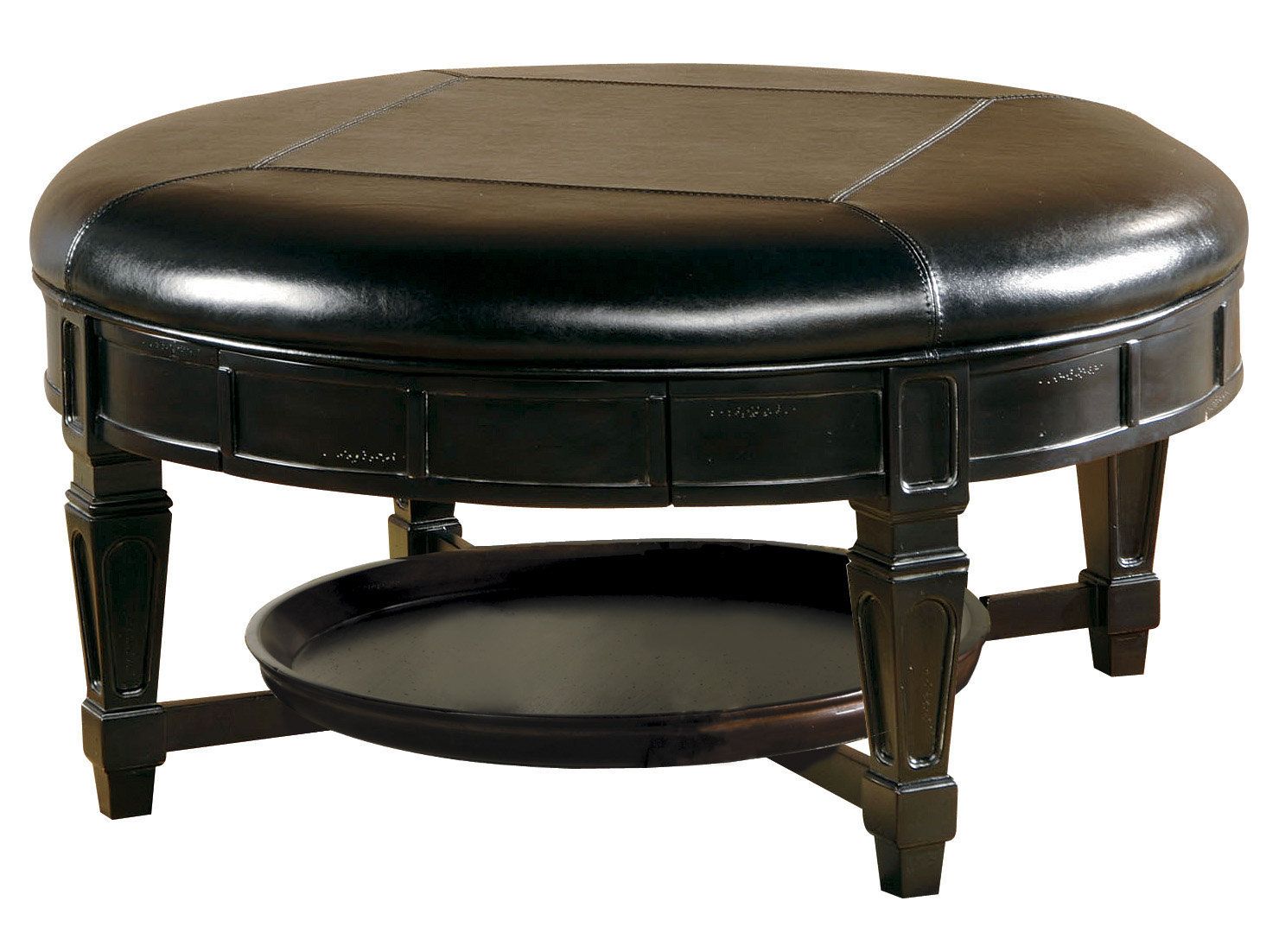 Leather Ottoman With Removable Top – Classic Brown Accent Furniture Regarding Modern Oak And Iron Round Ottomans (View 16 of 20)