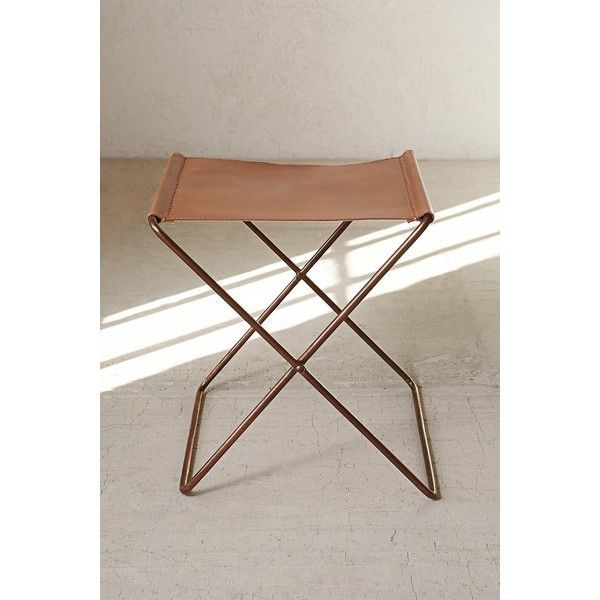 Leather Sling Stool ($99) Via Polyvore Featuring Home, Furniture With Regard To Medium Brown Leather Folding Stools (View 4 of 20)