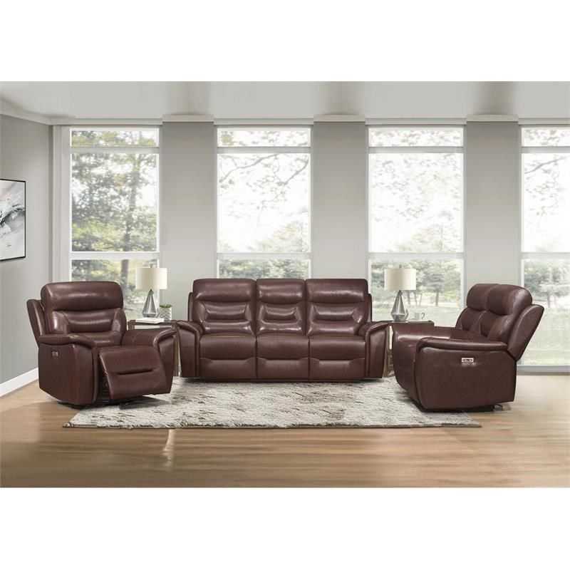 Lexicon Armando Leather Power Double Reclining Love Seat With Usb Ports Within Espresso Faux Leather Ac And Usb Ottomans (View 13 of 20)