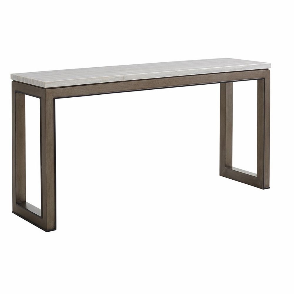 Lexington – Ariana Vernay Rectangular Console Table In Rich Gray Finish In White Stone Console Tables (View 2 of 20)