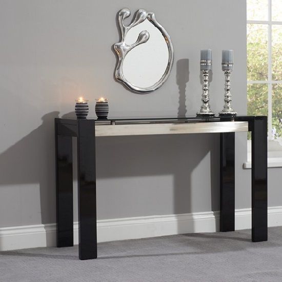 Lexus Glass Console Table Rectangular In High Gloss Black | Glass Regarding Square High Gloss Console Tables (View 9 of 20)