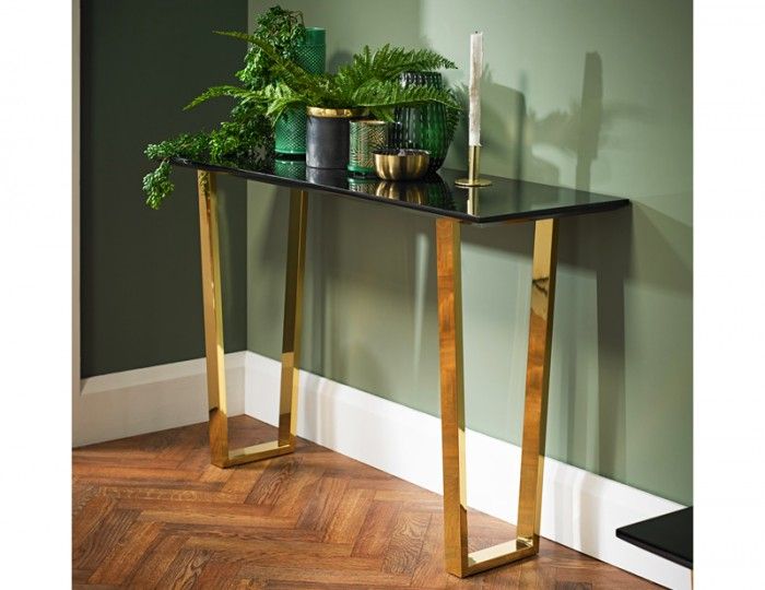 Libe Gold And Black Glass Console Table – Frances Hunt Pertaining To Black And Gold Console Tables (View 10 of 20)