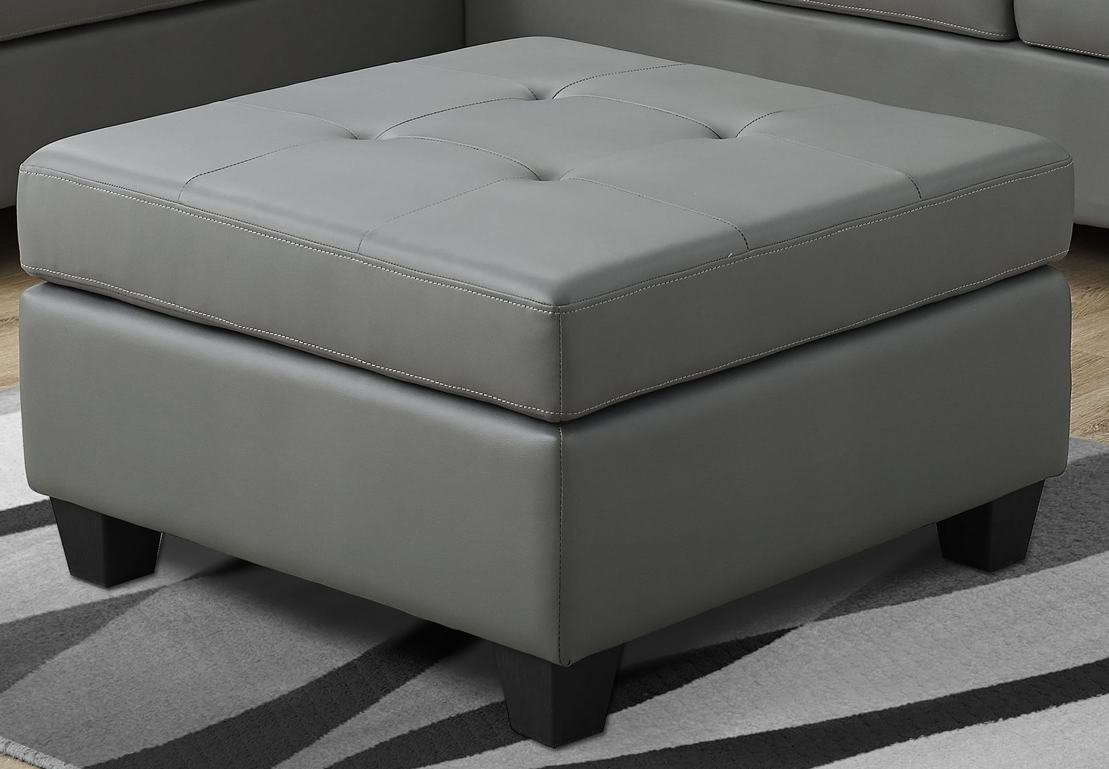 Light Gray Bonded Leather Ottoman From Monarch | Coleman Furniture Inside Light Blue And Gray Solid Cube Pouf Ottomans (View 10 of 20)