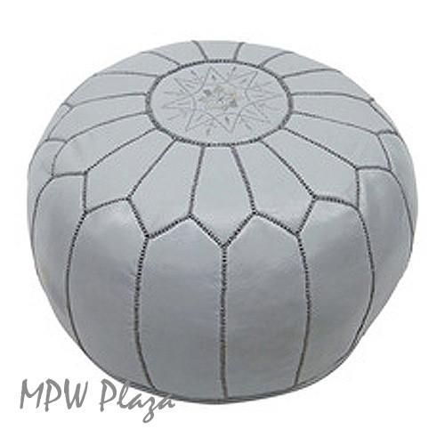 Light Grey, Moroccan Pouf 14x20 (cover) | Leather Pouf, Leather Pouf Throughout Medium Gray Leather Pouf Ottomans (Gallery 19 of 20)