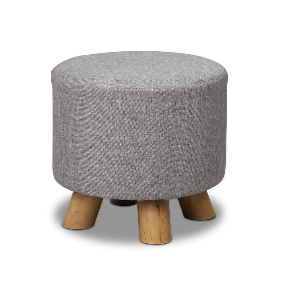 Linen Round Ottoman – Grey | Contemporary Pieces Within Modern Gibson White Small Round Ottomans (View 12 of 20)