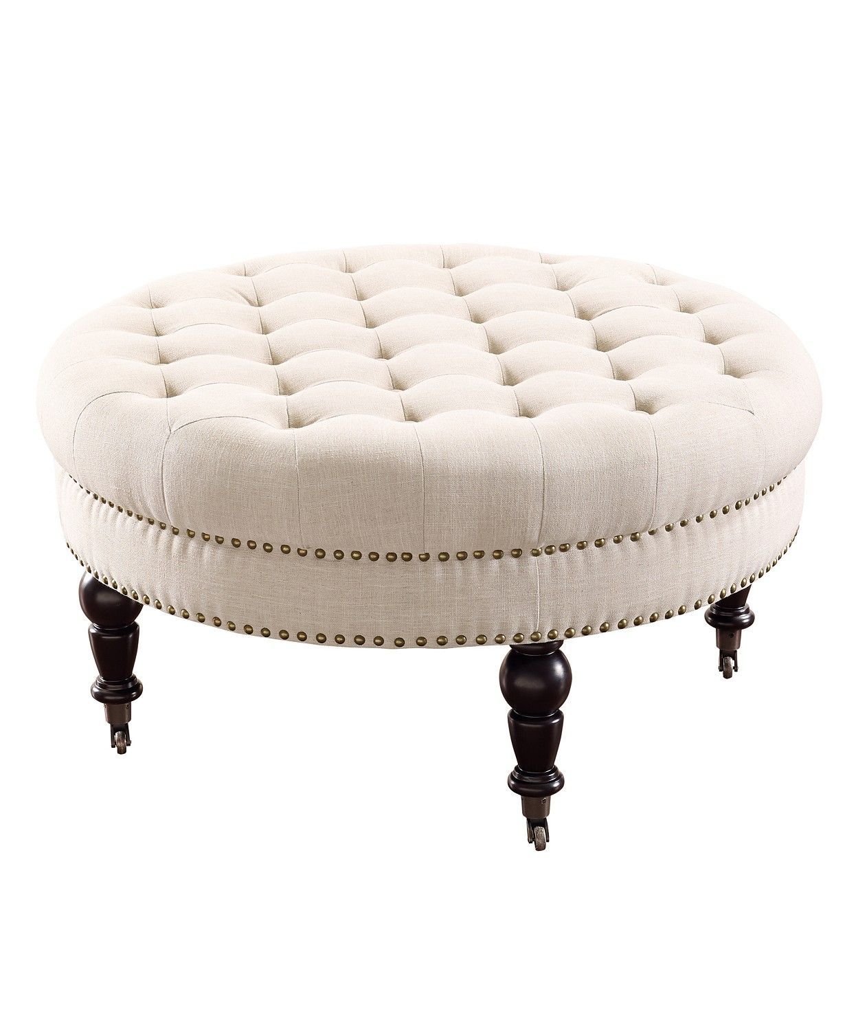 Linon Home Décor Isabelle Round Tufted Ottoman & Reviews – Furniture With Regard To Bronze Steel Tufted Square Ottomans (View 10 of 20)