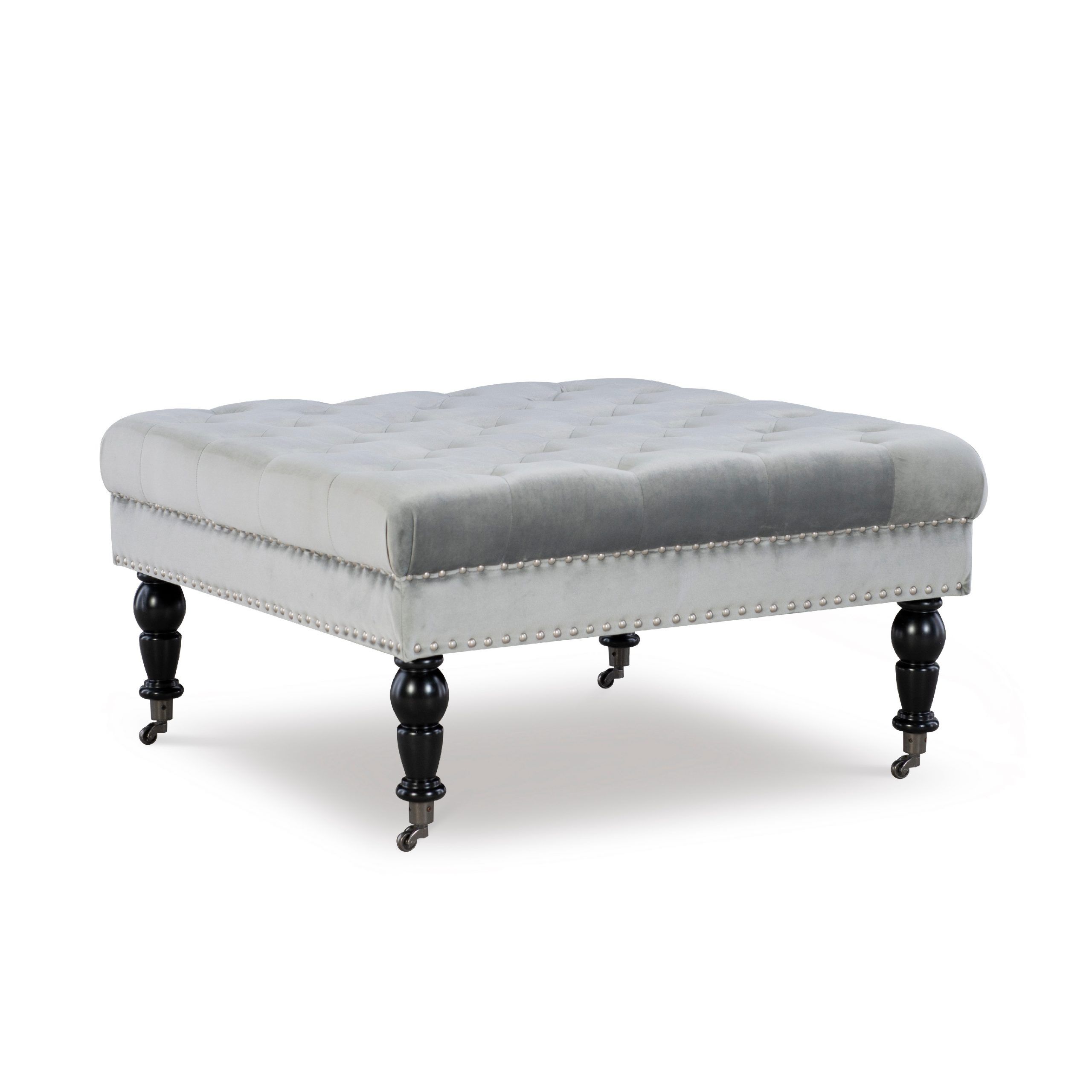 Linon Isabelle Tufted Square Ottoman – Ottomans At Hayneedle Regarding Natural Fabric Square Ottomans (View 12 of 20)