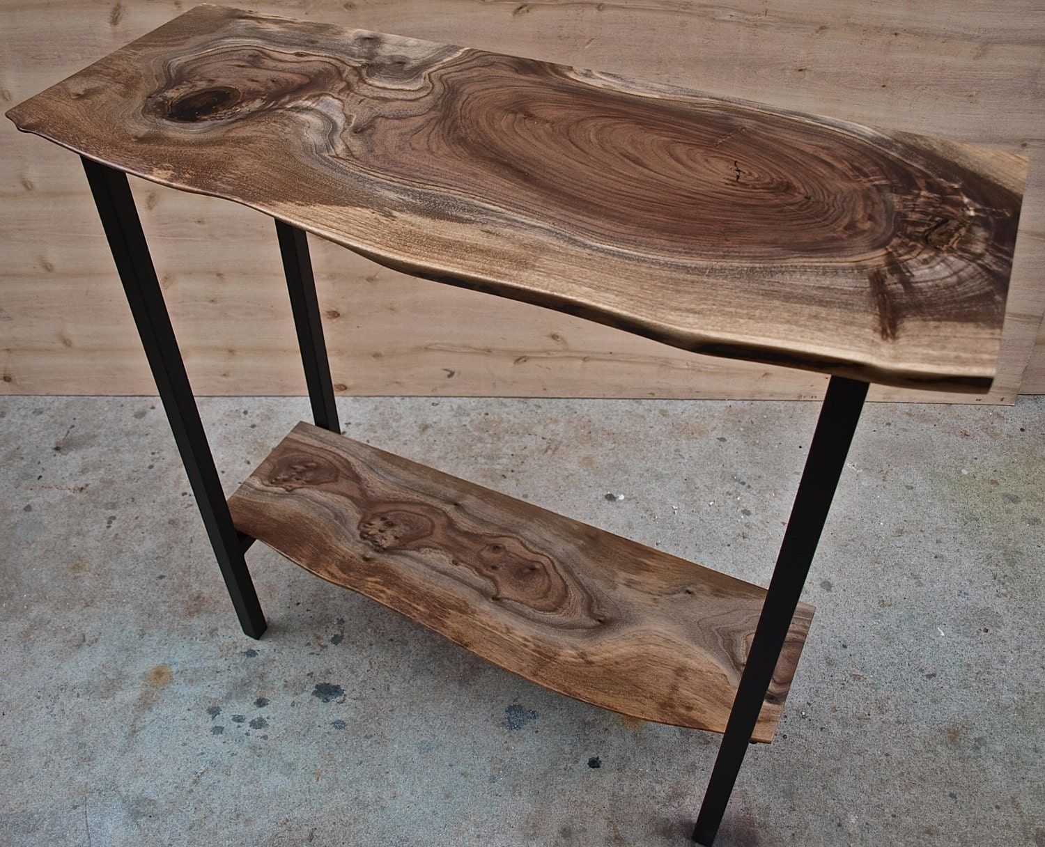 Live Edge Walnut Console Table With Steel Base Throughout Walnut Console Tables (View 19 of 20)