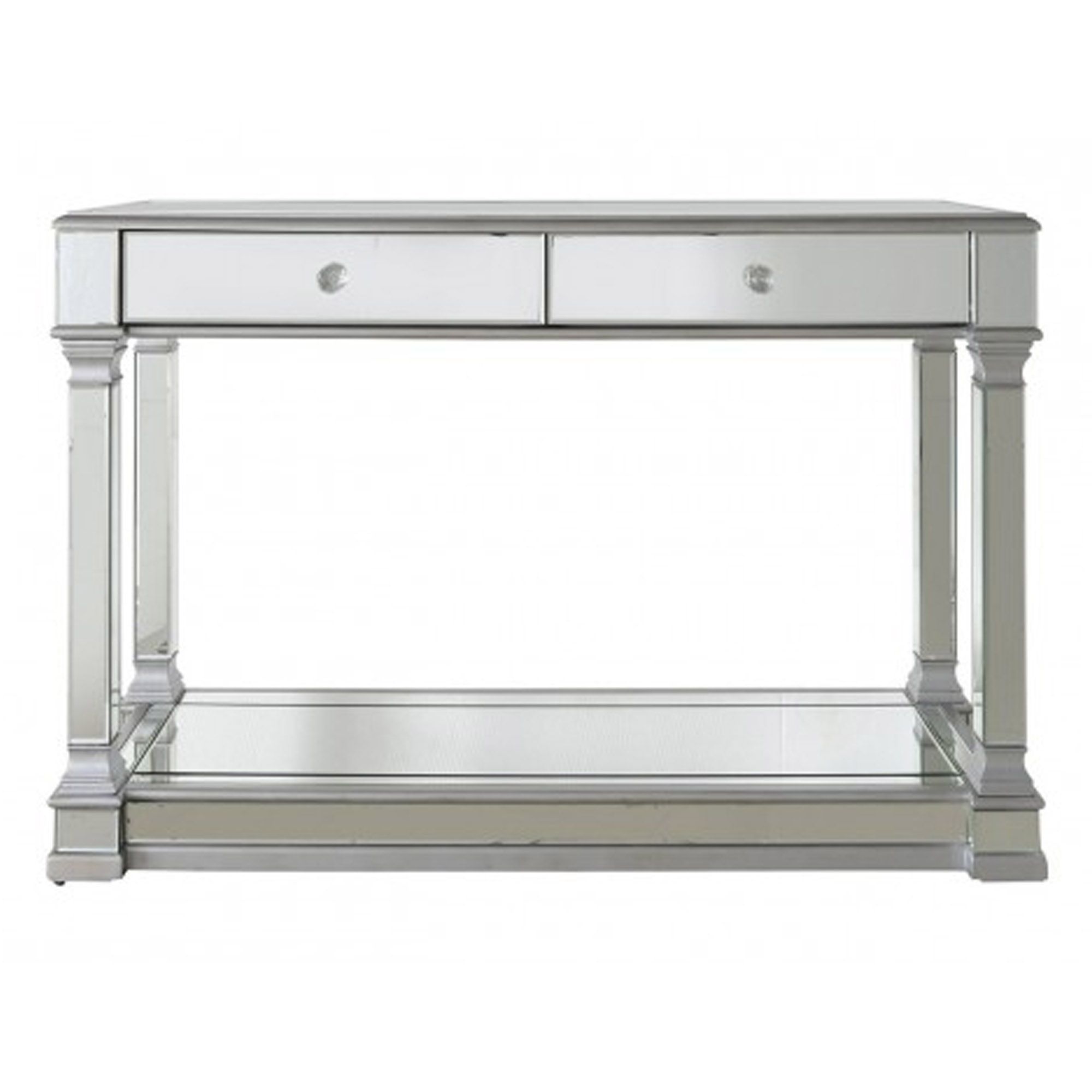 Livorno Silver Mirrored 2 Drawer Console Table | Contemporary Furniture With Regard To Silver Console Tables (View 17 of 20)
