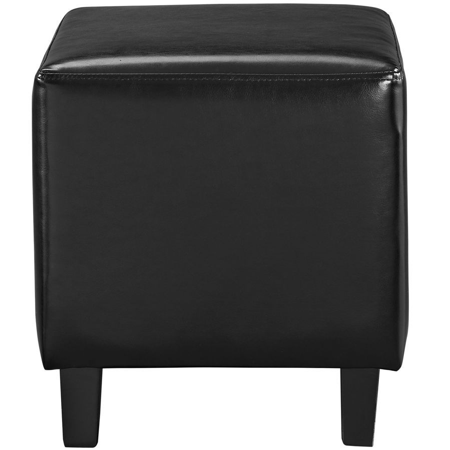 Lodge Contemporary Black Pu Solid Wood Ottoman | The Classy Home Within Modern Oak And Iron Round Ottomans (View 15 of 20)