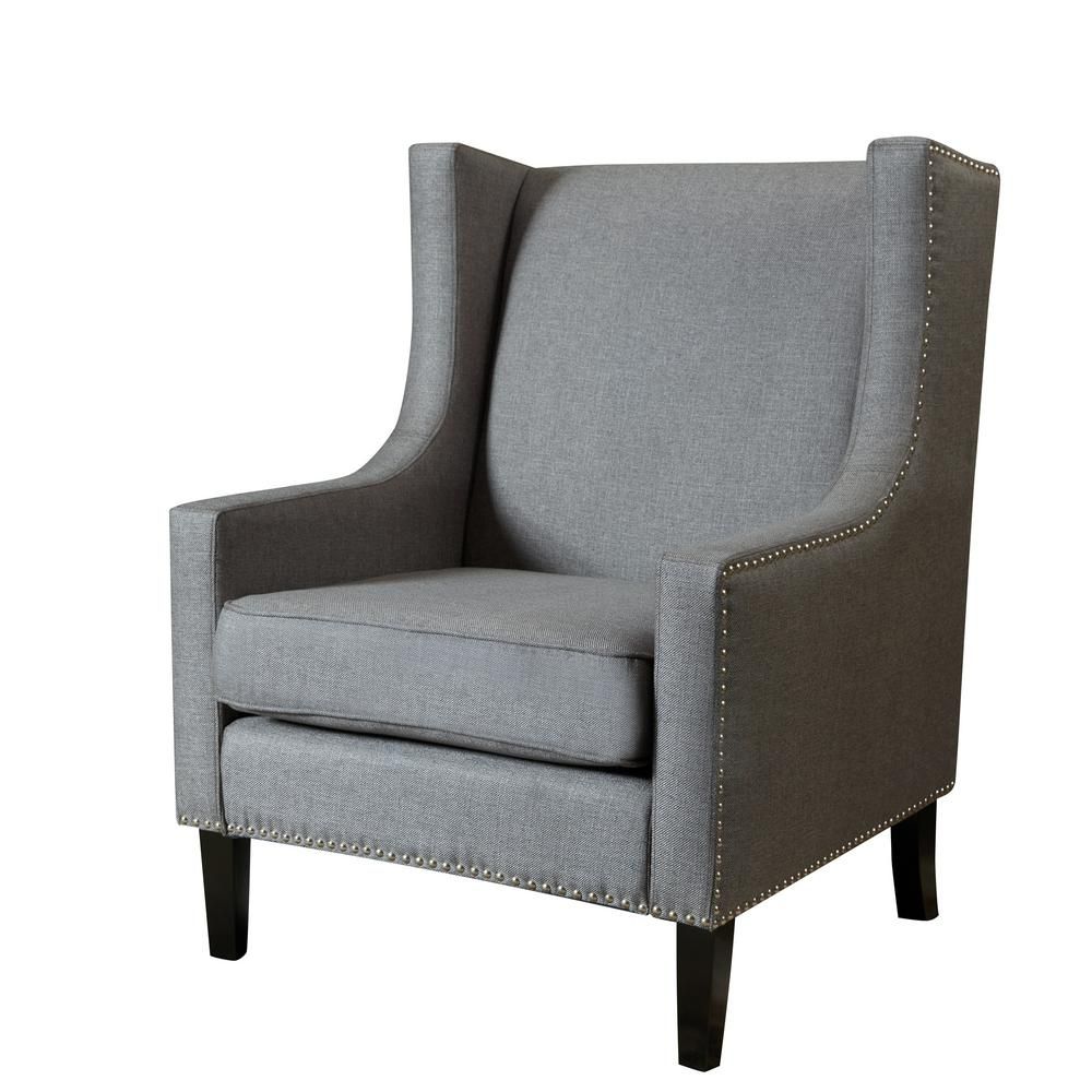 Lokatse Dark Gray Polyester Accent Chair Ac18802d – The Home Depot With Satin Gray Wood Accent Stools (View 9 of 20)