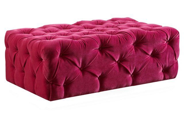 London Cocktail Ottoman, Pink Velvet | Pink Furniture, Tufted Ottoman Intended For Glam Light Pink Velvet Tufted Ottomans (View 8 of 20)