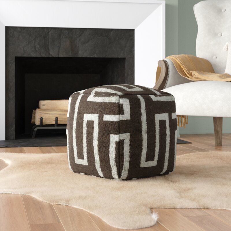 Loon Peak® Allsup 18'' Wide Square Geometric Pouf Ottoman & Reviews Throughout Gray And Cream Geometric Cuboid Pouf Ottomans (View 17 of 20)