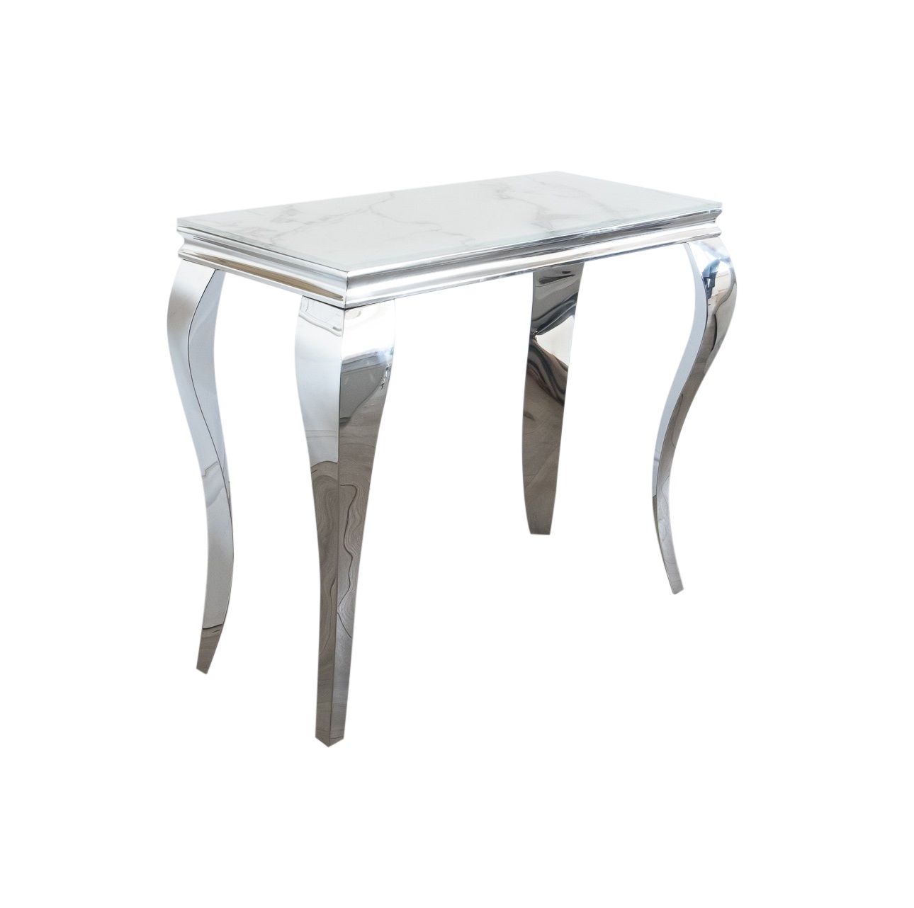 Louis White Marble Glass Chrome Console Table – Niches Intended For White Marble And Gold Console Tables (View 19 of 20)
