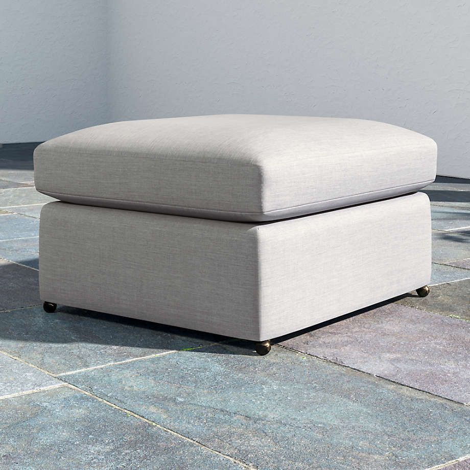 Lounge Ii Petite Outdoor Upholstered Ottoman | Crate And Barrel Throughout Textured Tan Cylinder Pouf Ottomans (Gallery 20 of 20)