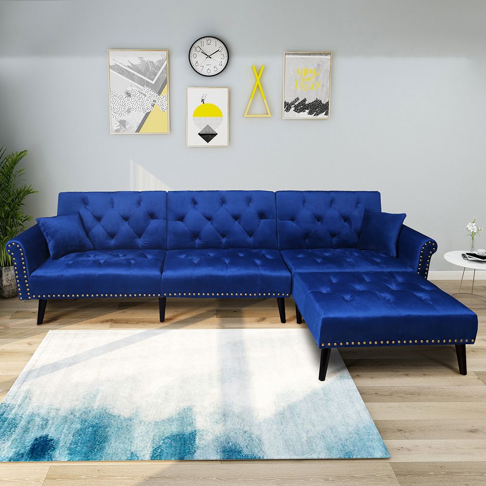 Lowestbest Modern Convertible Sofa Bed, L Shaped Tufted Sectional Sofa With L Shaped Console Tables (View 1 of 20)
