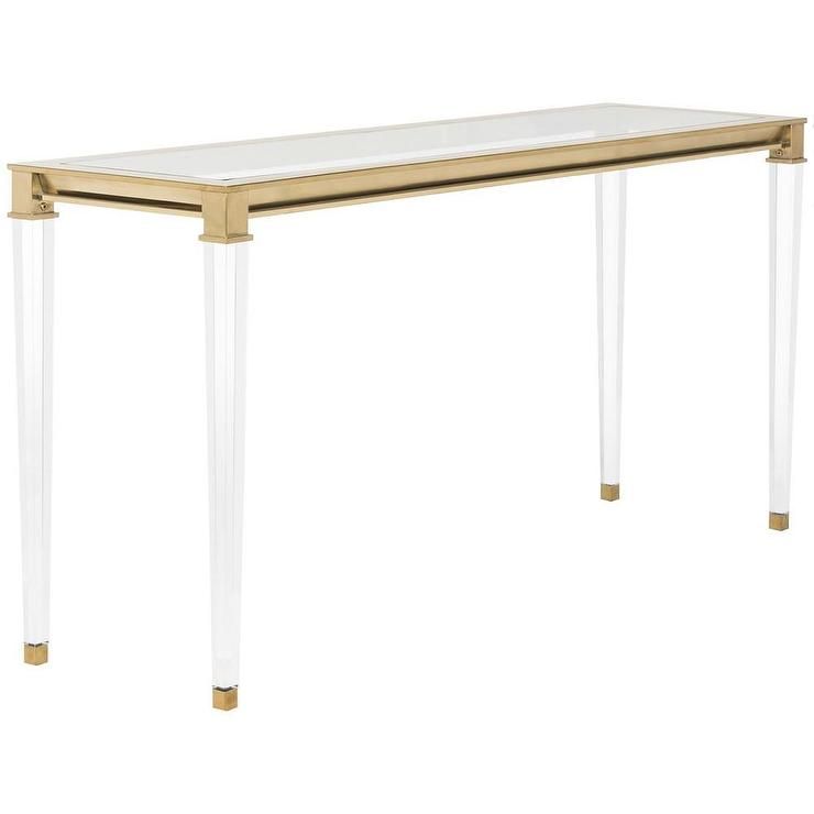 Lucite Clear Table Waterfall Acrylic Console In Gold And Clear Acrylic Console Tables (View 12 of 20)