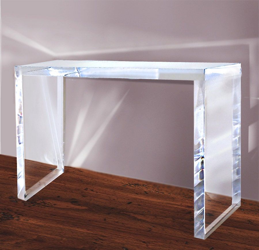 Lucite Console Table Acrylic Clear 2 Thickembebenartstudio For Acrylic Modern Console Tables (View 5 of 20)