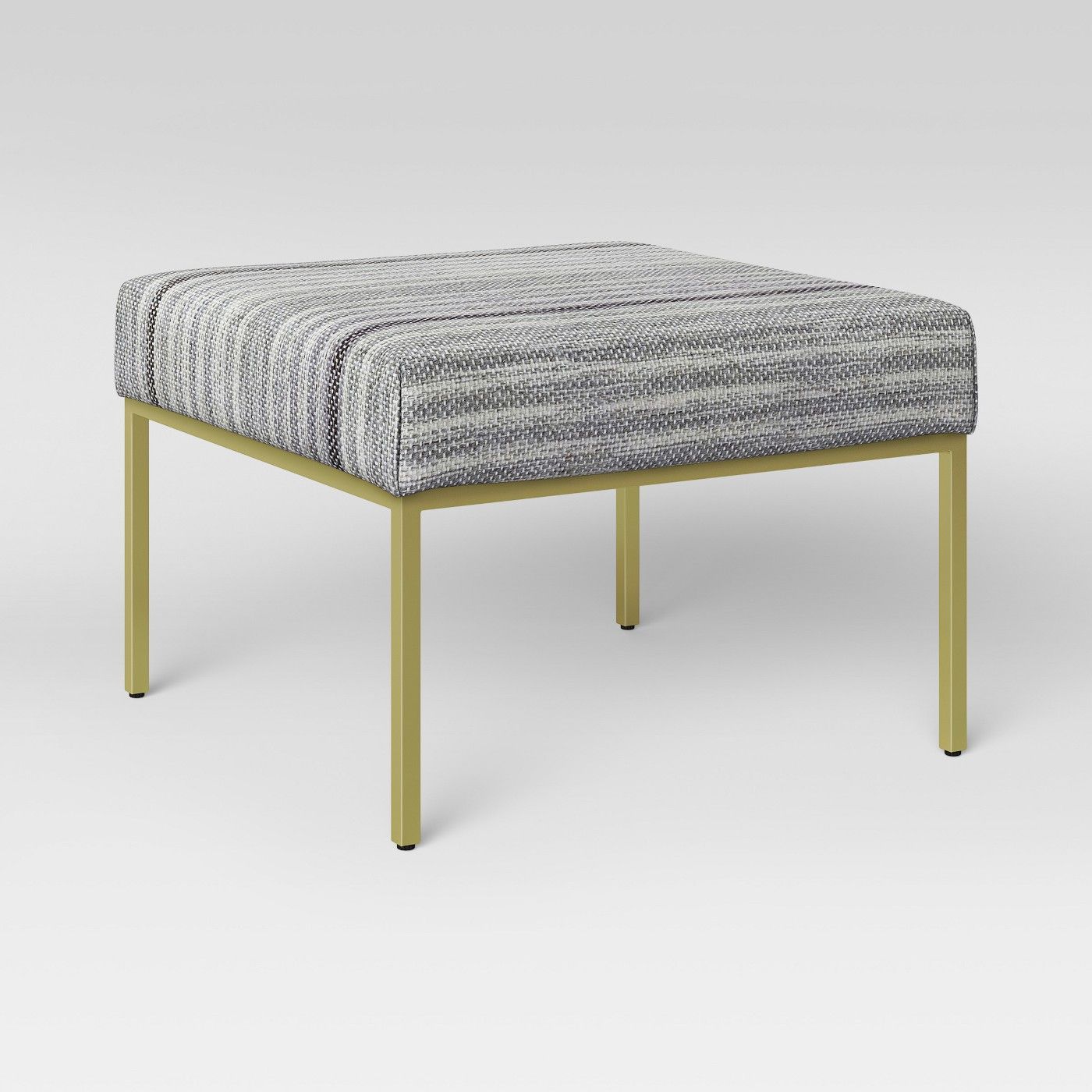 Ludlow Square Fabric Upholstered Ottoman Gold Legs – Threshold In White Wool Square Pouf Ottomans (View 18 of 20)