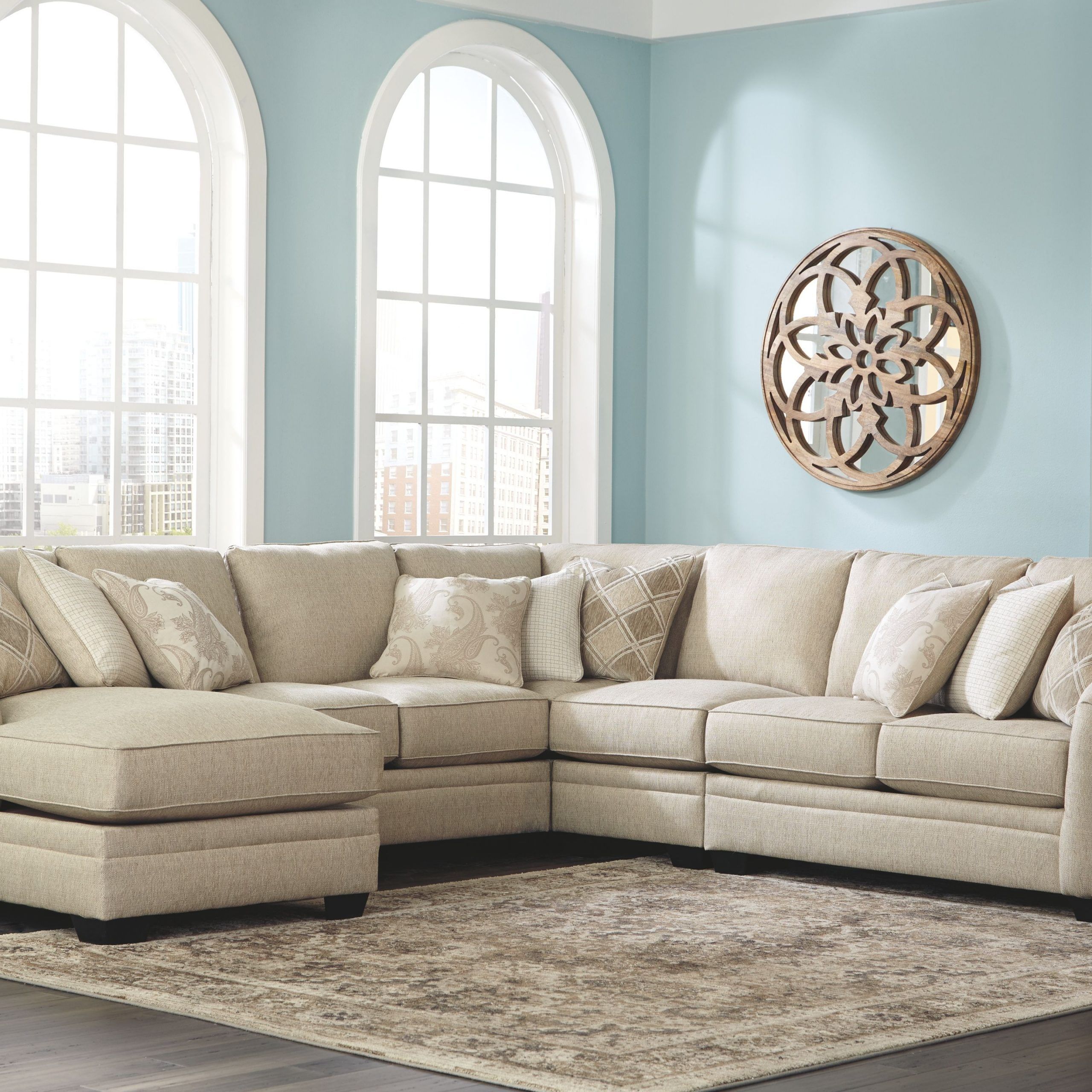Luxora 5 Piece Sectional, Bisque | Sectional Sofa With Chaise With 5 Piece Console Tables (View 10 of 20)