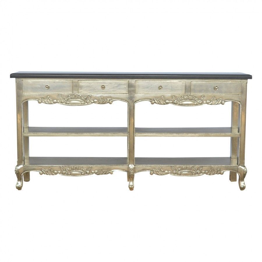 Luxury Console Table With Black Marble Top, 4 Spacious Drawers, 4 Lower Throughout Black Metal And Marble Console Tables (View 15 of 20)