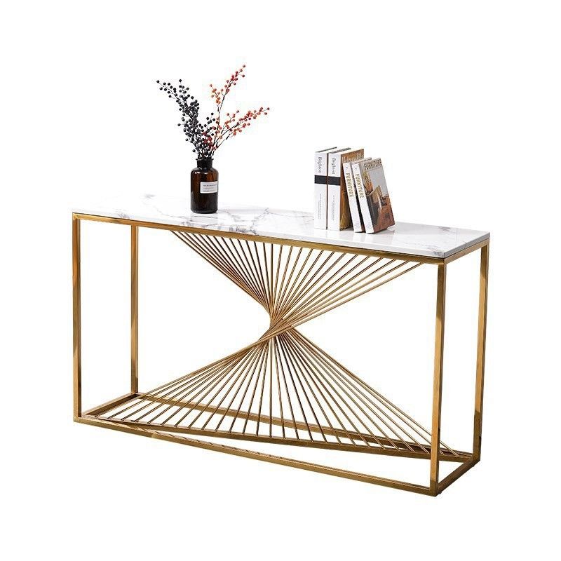 Luxury Modern 55" Rectangular Faux Marble Accent Entryway Console Table For Metallic Gold Modern Console Tables (View 14 of 20)