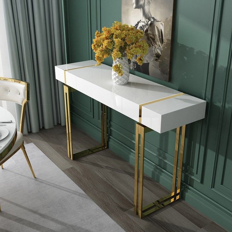 Luxury Modern Luxury White / Black Console Table With Drawer Storage Regarding Black And Gold Console Tables (View 11 of 20)