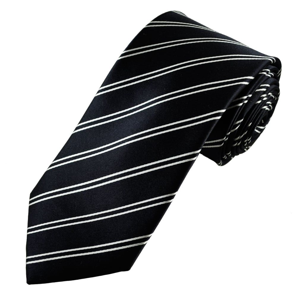 Luxury Navy Blue & White Pin Striped Silk Tie From Ties Planet Uk In Navy Blue And White Striped Ottomans (View 14 of 20)