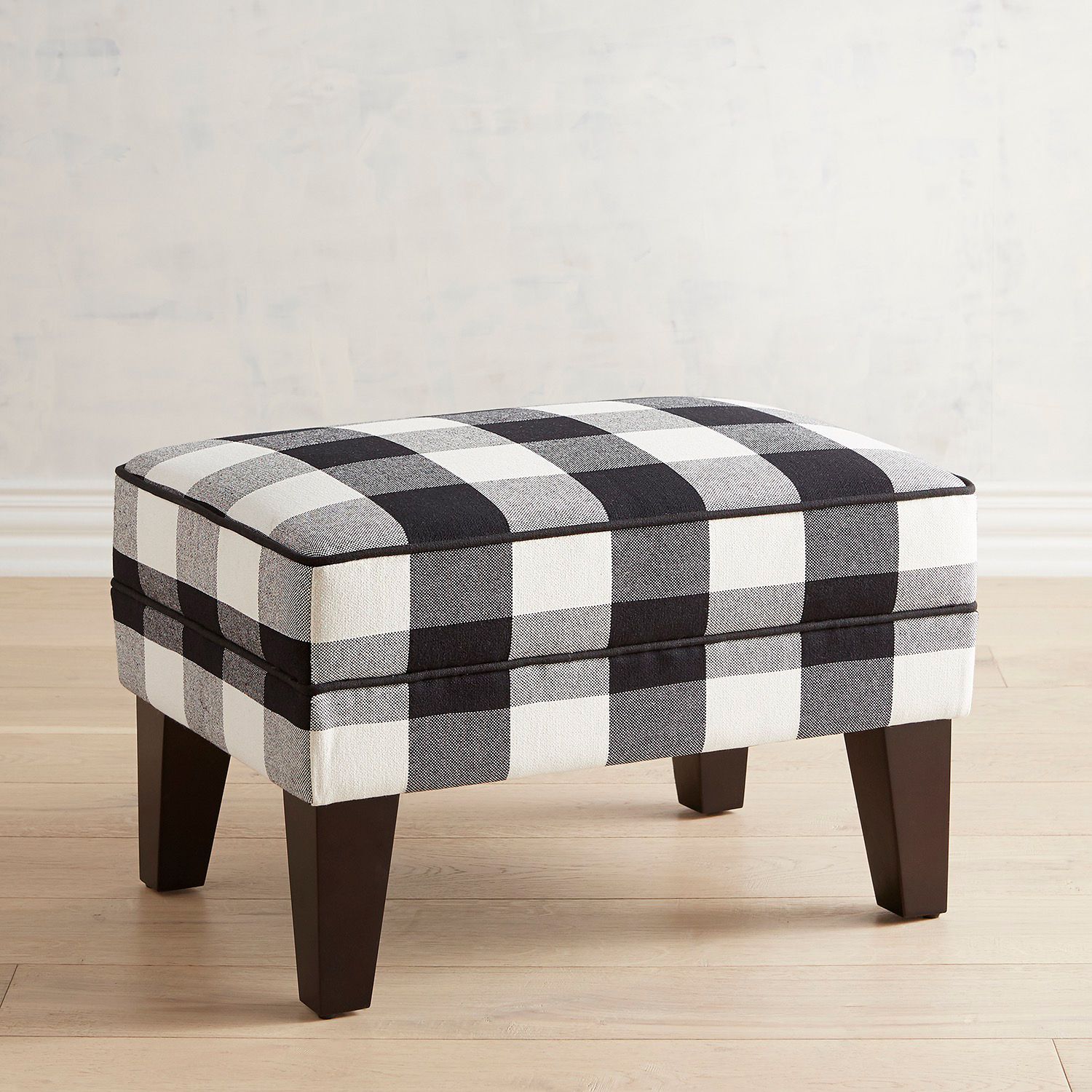 Lyndee Buffalo Check Ottoman – Pier1 Throughout White Solid Cylinder Pouf Ottomans (View 4 of 18)