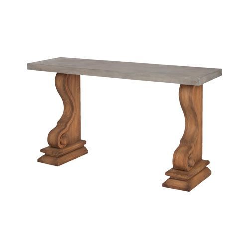 M Rignac Light Honey Oak Concrete Console Table | Console Table, Wood Pertaining To Honey Oak And Marble Console Tables (View 9 of 20)