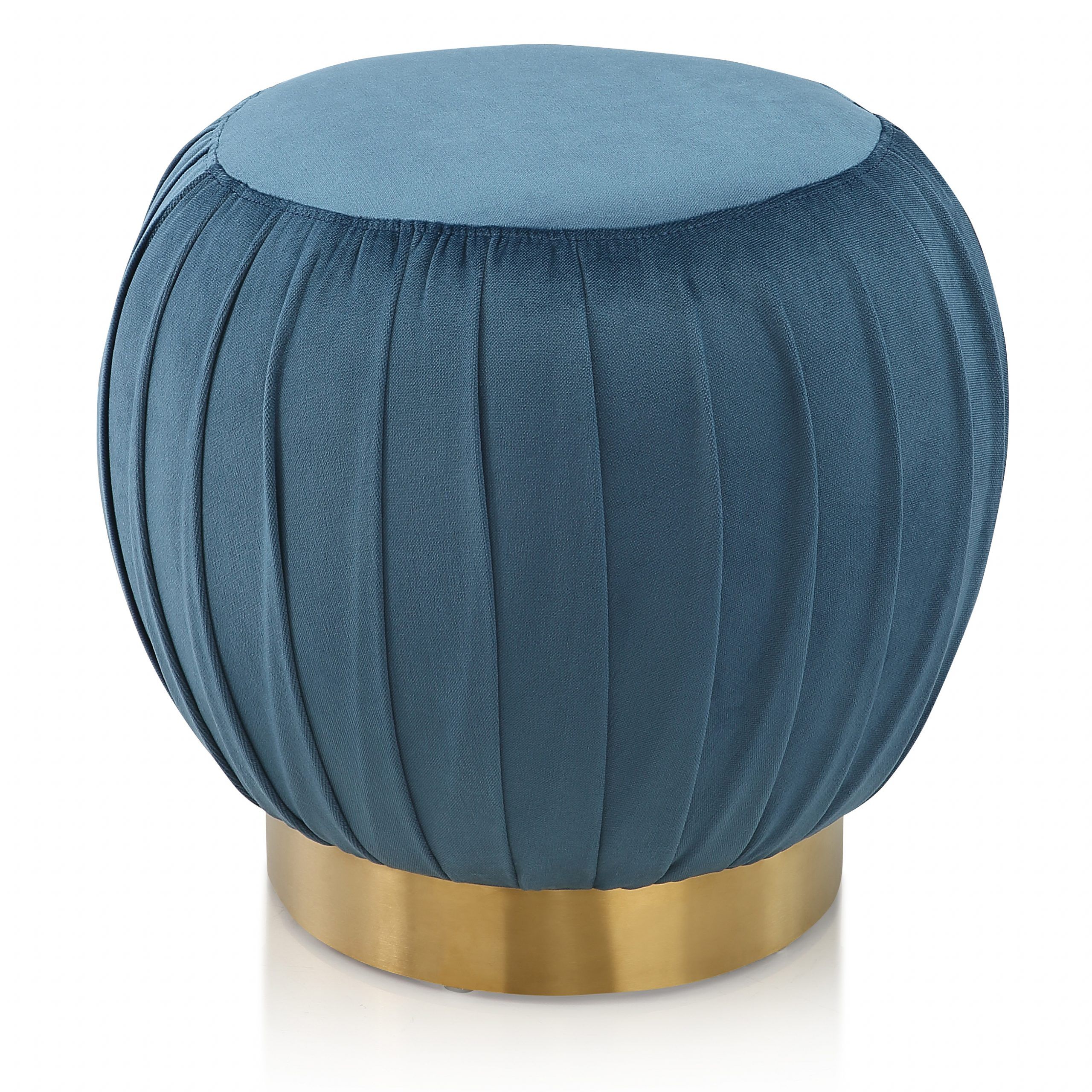 M70 Round Ottoman In Velvet With Gold Cylinder Base – Walmart In Gold And White Leather Round Ottomans (View 17 of 20)