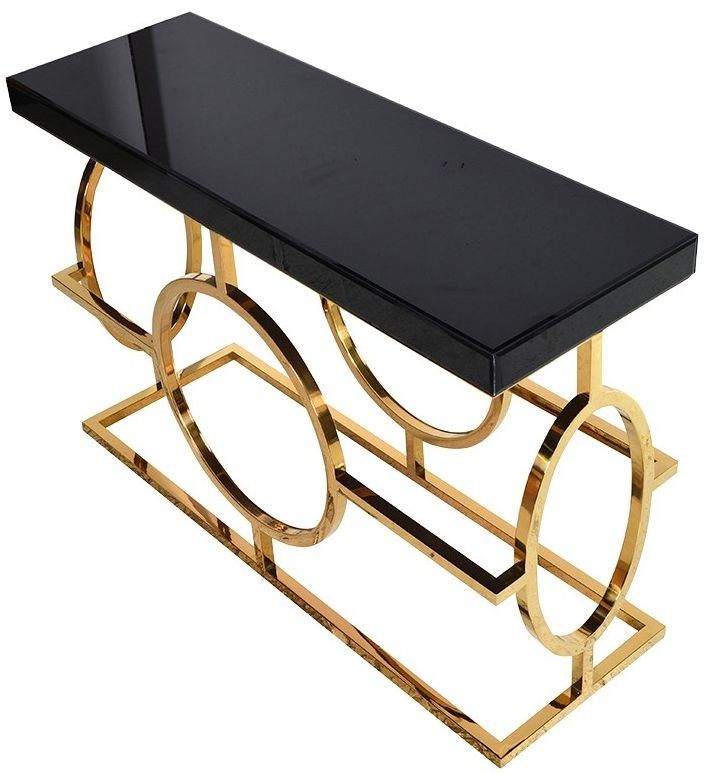 Mackintosh Gold & Black Glass Console – Wooden It Be Nice Throughout Walnut Wood And Gold Metal Console Tables (View 13 of 20)