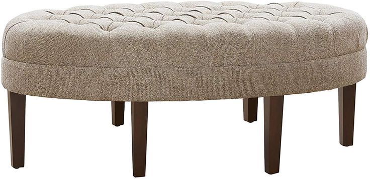 Madison Park Martin Oval Surfboard Tufted Ottoman Large – Soft Fabric Throughout Brown Fabric Tufted Surfboard Ottomans (View 4 of 20)