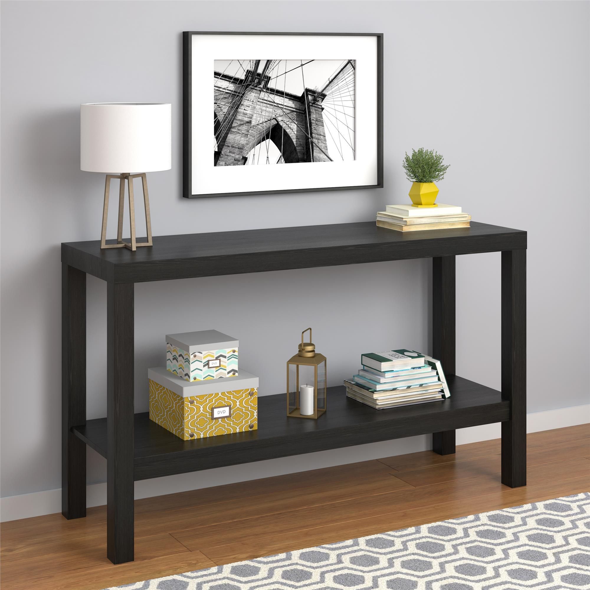Mainstays Parsons Console Table, Multiple Colors Available – Blackoak Within Black Console Tables (View 18 of 20)