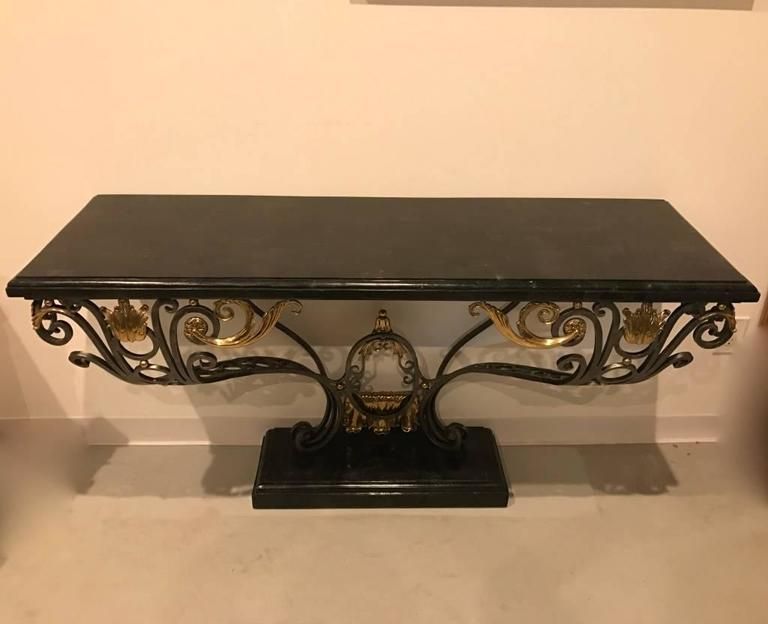 Maitland Smith Wrought Iron Gold And Black Console Table For Sale At Regarding Aged Black Iron Console Tables (View 11 of 20)