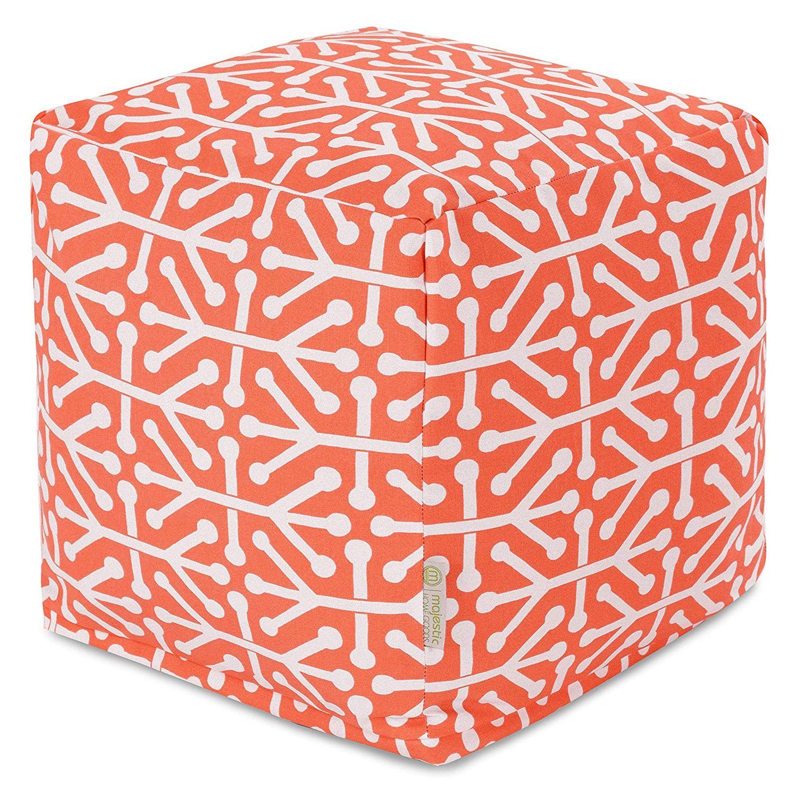 Majestic Home Goods Aruba Indoor / Outdoor Fabric Cube Pouf Orange Within Orange Fabric Modern Cube Ottomans (View 18 of 20)