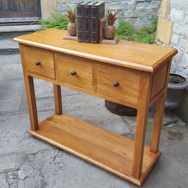 Mango Wood 3 Drawer Console – £ (View 9 of 20)