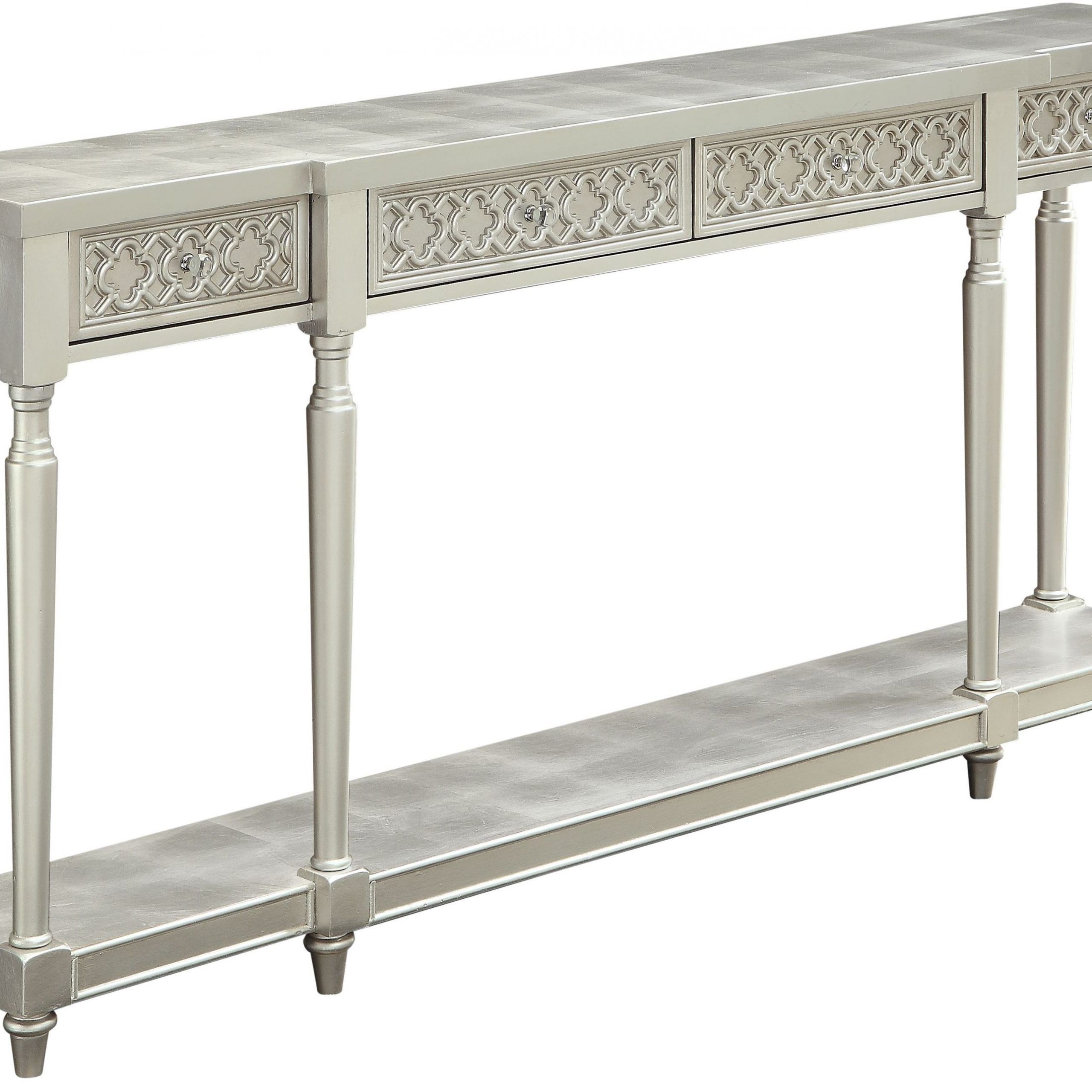 Margo Silver Leaf 4 Drawer Console Table From Coast To Coast (70777 Pertaining To Leaf Round Console Tables (View 6 of 20)