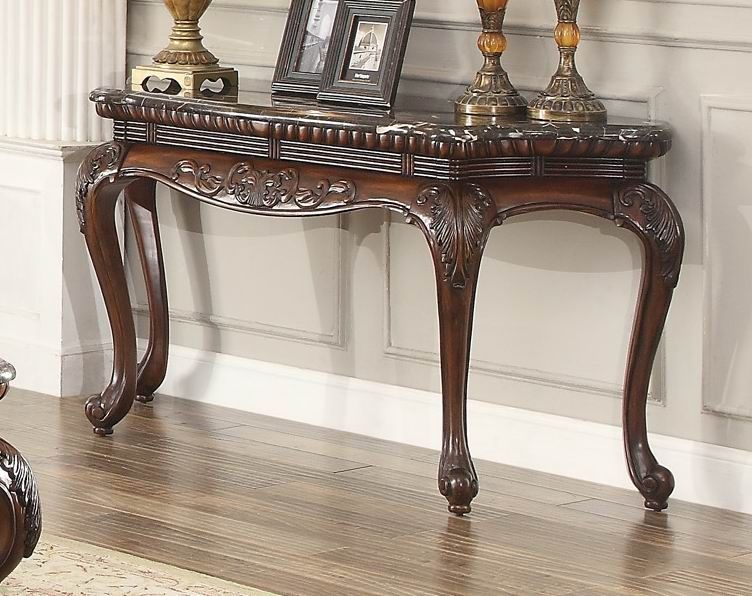 Mariacarla Brown Wood Sofa Table With Marble Tophomelegance Within Brown Wood Console Tables (View 19 of 20)