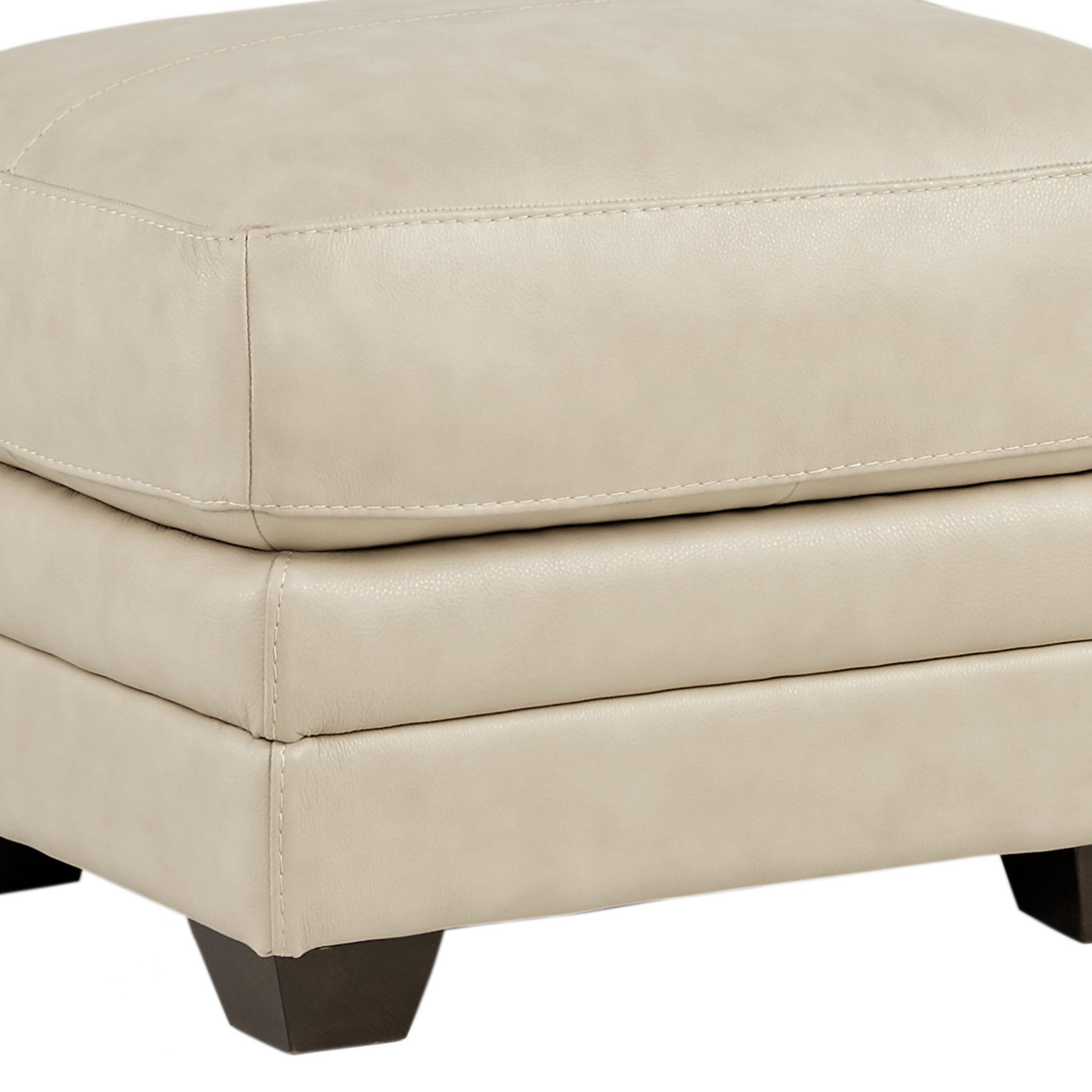 Martello Beige Leather Ottoman – Transitional, With Regard To Beige Cotton Pouf Ottomans (View 16 of 20)